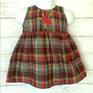April Cornell Red & Green Plaid Floral Dress